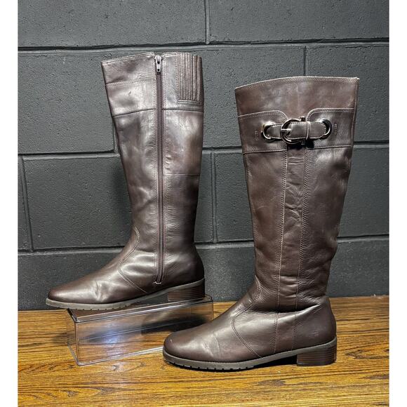 Michelle D. Boxy Brown Leather Knee High Riding Boots Women’s 8 M - Picture 1 of 8